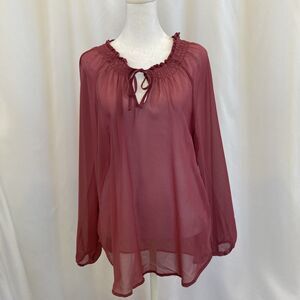 Just Fab Silky Sheer Pink Blouse Top Size Medium